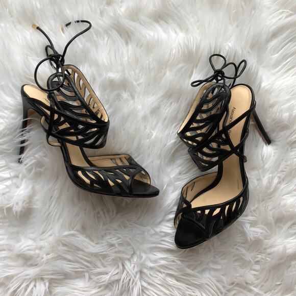 Alexandre Birman Strappy Leather Heel Sandals Black Size 38.5 / 8.5 - Picture 2 of 7
